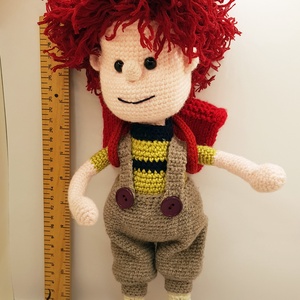 32 cm magas vörös hajú fiú baba hátizsákkal - játék & sport - baba & babaház - baba - Meska.hu