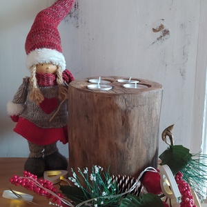 Fa mécsestartó , Karácsony, Adventi díszek, Adventi asztaldísz, Famegmunkálás, MESKA