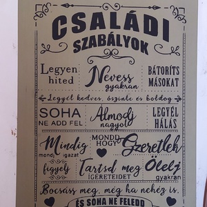 Családunk szabályai - otthon & életmód - dekoráció - kép & falikép - táblakép - Meska.hu