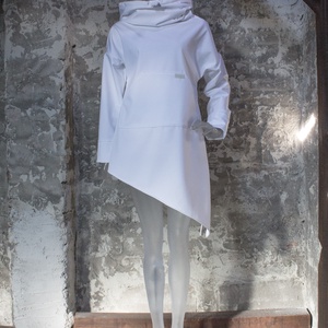 Force Hoodie - Softshell anyagból, vízlepergetős, hosszú ujjú, aszimmetrikus aljú pulcsi, kabát, ruha - ruha & divat - női ruha - kabát - Meska.hu