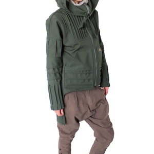PostApocalyptic coat - aszimmetrikus aljú, vízlepergetős softshell, kapucnis, kenguruzsebes, tűzött, átmeneti női kabát - ruha & divat - női ruha - kabát - Meska.hu