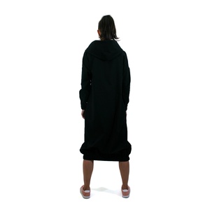 Black Long Padme - hosszú ujjas, kapucnis, kenguruzsebes ruha, alján gumírozott hosszú felső - ruha & divat - női ruha - ruha - Meska.hu