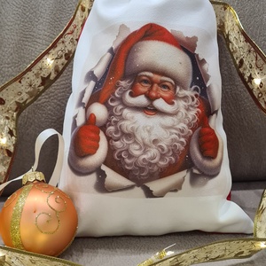 Mikulászsák egyedi névvel , Karácsony, Mikulás, Mikulás zsák, Varrás, Fotó, grafika, rajz, illusztráció, MESKA