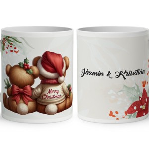 Névvel kérhető - Karácsonyi Teddy maci - együtt (masni) mintás bögre, Otthon & Életmód, Konyhafelszerelés, tálalás, Tálalás, Bögre & Csésze, , MESKA