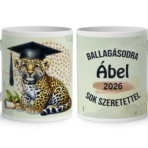 Névvel kérhető Leopárd - 2026 évi Ballagásra mintás bögre, Otthon & Életmód, Konyhafelszerelés, tálalás, Tálalás, Bögre & Csésze, , MESKA