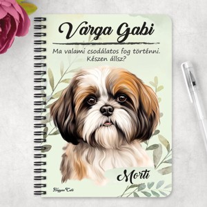 Személyre szabható - Barna Shih tzu portré mintás A5-ös füzet - otthon & életmód - papír, írószer - jegyzetfüzet & napló - Meska.hu
