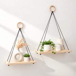 2 db-os Polc kötélfüggesztéssel, Otthon & Életmód, Bútor, Polc, Famegmunkálás, Mindenmás, MESKA