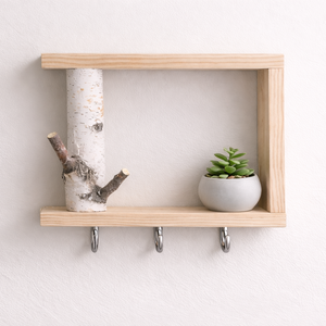 Birch (keretes kulcstartó polccal + fehér ág) - Meska.hu