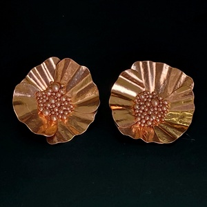 Pipacs fülbevaló és nyaklánc vörösrézből - ékszer - ékszerszett - Meska.hu