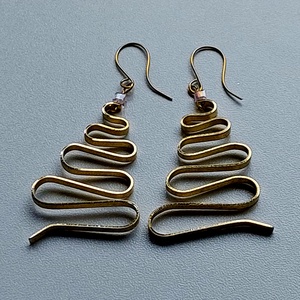 Karácsonyi Minimál Fülbevaló sárgarézből  - Meska.hu