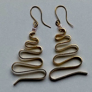 Karácsonyi Minimál Fülbevaló sárgarézből  - ékszer - fülbevaló - lógó fülbevaló - Meska.hu