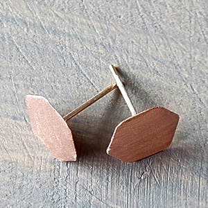 Mini hatszög fülbevaló vörösrézből, Ékszer, Fülbevaló, Pötty fülbevaló, Ékszerkészítés, MESKA