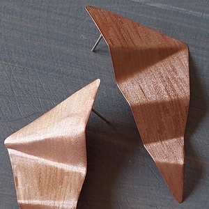 Geometrikus fülbevaló vörösrézből - ékszer - fülbevaló - pötty fülbevaló - Meska.hu