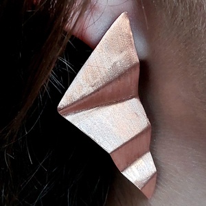 Geometrikus fülbevaló vörösrézből - ékszer - fülbevaló - pötty fülbevaló - Meska.hu