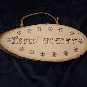 Isten Hozott Nálunk � XL méretű, kézzel égetett rusztikus üdvözlőtábla valódi faszeleten, Otthon & Életmód, Dekoráció, Ajtó- és ablak dekoráció, Ajtódísz & Kopogtató, , MESKA