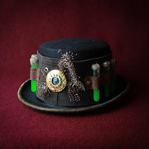 Steampunk Cilinder dísz, kémcsöves sorozat (arany óra) - ruha & divat - sál, sapka, kendő - kalap - Meska.hu