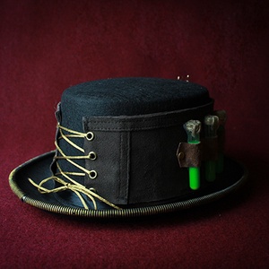 Steampunk Cilinder dísz, kémcsöves sorozat (arany óra) - ruha & divat - sál, sapka, kendő - kalap - Meska.hu
