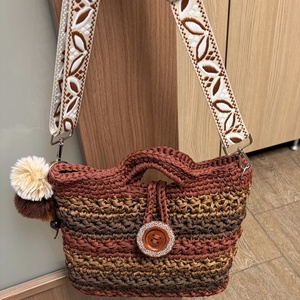 horgolt válltáska - táska & tok - kézitáska & válltáska - vállon átvethető táska - Meska.hu