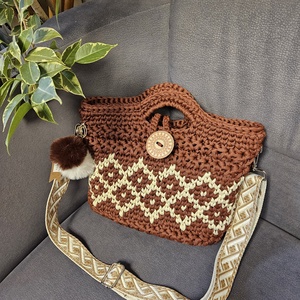 horgolt válltáska - táska & tok - kézitáska & válltáska - vállon átvethető táska - Meska.hu