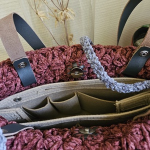 horgolt válltáska - táska & tok - kézitáska & válltáska - belső rendező - Meska.hu