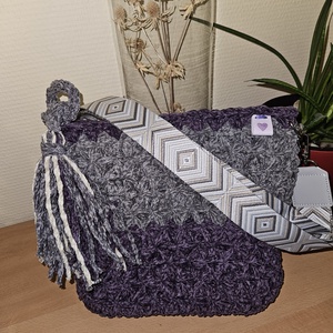 horgolt válltáska - táska & tok - kézitáska & válltáska - belső rendező - Meska.hu