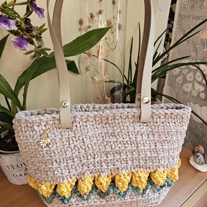 horgolt válltáska - táska & tok - kézitáska & válltáska - belső rendező - Meska.hu