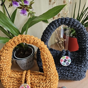 horgolt váll- és kézitáska - táska & tok - kézitáska & válltáska - belső rendező - Meska.hu