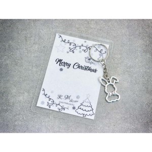 Merry Christmas stílusos nyuszi medálos kulcstartó - Meska.hu