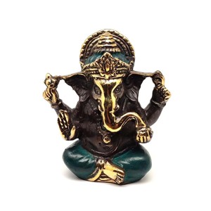 Réz figura Ganesha óarany kék 9x8cm, Otthon & Életmód, Dekoráció, Spiritualitás, , MESKA