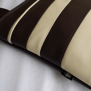 Csíkos női táska / barna-krém - táska & tok - kézitáska & válltáska - válltáska - Meska.hu