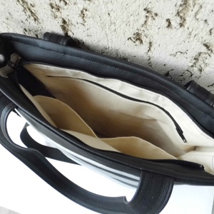 Fekete-ezüst csíkos női táska - táska & tok - variálható táska - Meska.hu