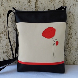 Pipacsos női táska / krém - táska & tok - kézitáska & válltáska - válltáska - Meska.hu