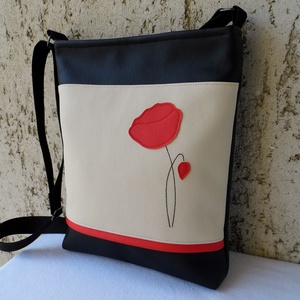 Pipacsos női táska / krém - táska & tok - kézitáska & válltáska - válltáska - Meska.hu