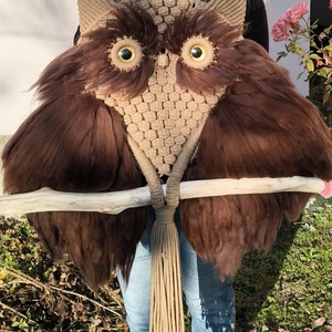 Makramé bagoly falidísz , Otthon & Életmód, Dekoráció, Fali és függő dekoráció, Álomfogó, Csomózás, MESKA