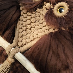 Makramé bagoly falidísz  - otthon & életmód - dekoráció - fali és függő dekoráció - álomfogó - Meska.hu