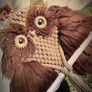 Makramé bagoly falidísz  - otthon & életmód - dekoráció - fali és függő dekoráció - álomfogó - Meska.hu