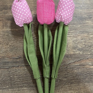 Textil tulipán rózsaszín pöttyös - Meska.hu