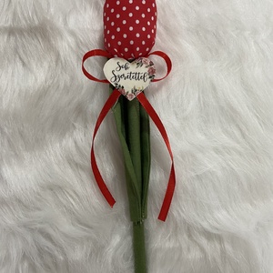 Textil tulipán. Piros Pöttyös, Otthon & Életmód, Dekoráció, Asztal és polc dekoráció, Asztaldísz, Varrás, MESKA
