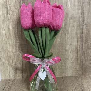 Textil tulipán vzban. , Otthon & Életmód, Dekoráció, Asztal és polc dekoráció, Asztaldísz, Varrás, MESKA