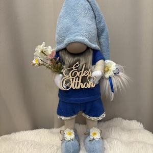 Tavaszi manófiú -Kék, Otthon & Életmód, Dekoráció, Asztal és polc dekoráció, Asztaldísz, Varrás, MESKA