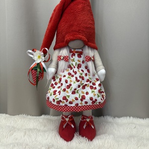 Piros epres manólány, Otthon & Életmód, Dekoráció, Asztal és polc dekoráció, Asztaldísz, Varrás, MESKA