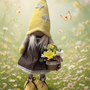 Tavaszi manólány Sárga, Otthon & Életmód, Dekoráció, Asztal és polc dekoráció, Asztaldísz, Varrás, MESKA