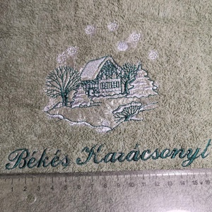 Nagy törölköző, hímzett felirattal - Meska.hu