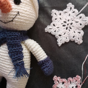 Hóember, hópehely - karácsony - karácsonyi lakásdekoráció - karácsonyi manók, figurák - Meska.hu