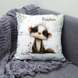 Névvel kérhető - Az erdő bölcs remetéje, a cuki borz mintás párna - otthon & életmód - lakástextil - párna & párnahuzat - díszpárna (belsővel együtt) - Meska.hu