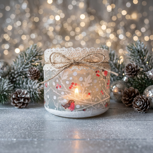 Decoupage technikával díszített karácsonyi mécsestartó  - Meska.hu