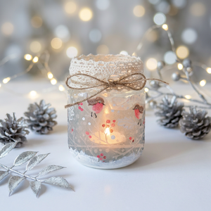 Decoupage technikával díszített karácsonyi mécsestartó  - Meska.hu