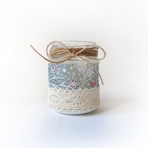 Decoupage technikával díszített karácsonyi mécsestartó  - otthon & életmód - gyertya, illat, aroma - mécses és mécsestartó - Meska.hu