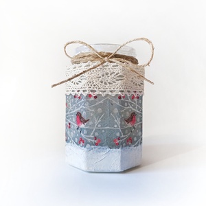 Decoupage technikával díszített karácsonyi mécsestartó  - otthon & életmód - gyertya, illat, aroma - mécses és mécsestartó - Meska.hu