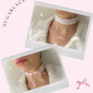 Sugarlace Choker - kézzel horgolt csipke choker nyaklánc, romantikus horgolt nyakdísz - ékszer - nyaklánc - nyakpánt, gallér - Meska.hu